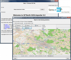 Screenshots of the 52°North SOS Importer