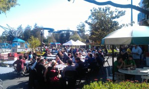 Geeks taking a break from rollercoaster rides at the Great America.