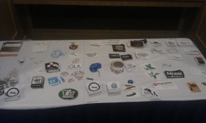 GSoC sticker exchange - always fun. Can you spot the enviroCar and 52°North stickers? They were quickly gone :-)