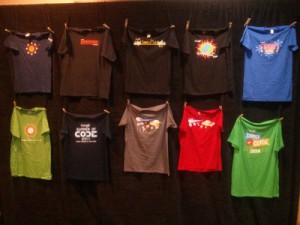 T-Shirt wall with 10 years of mentor T-Shirst (courtesy of Chandan Singh - http://chandansingh.net/blog/gsoc-reunion-summit-2014-my-point)