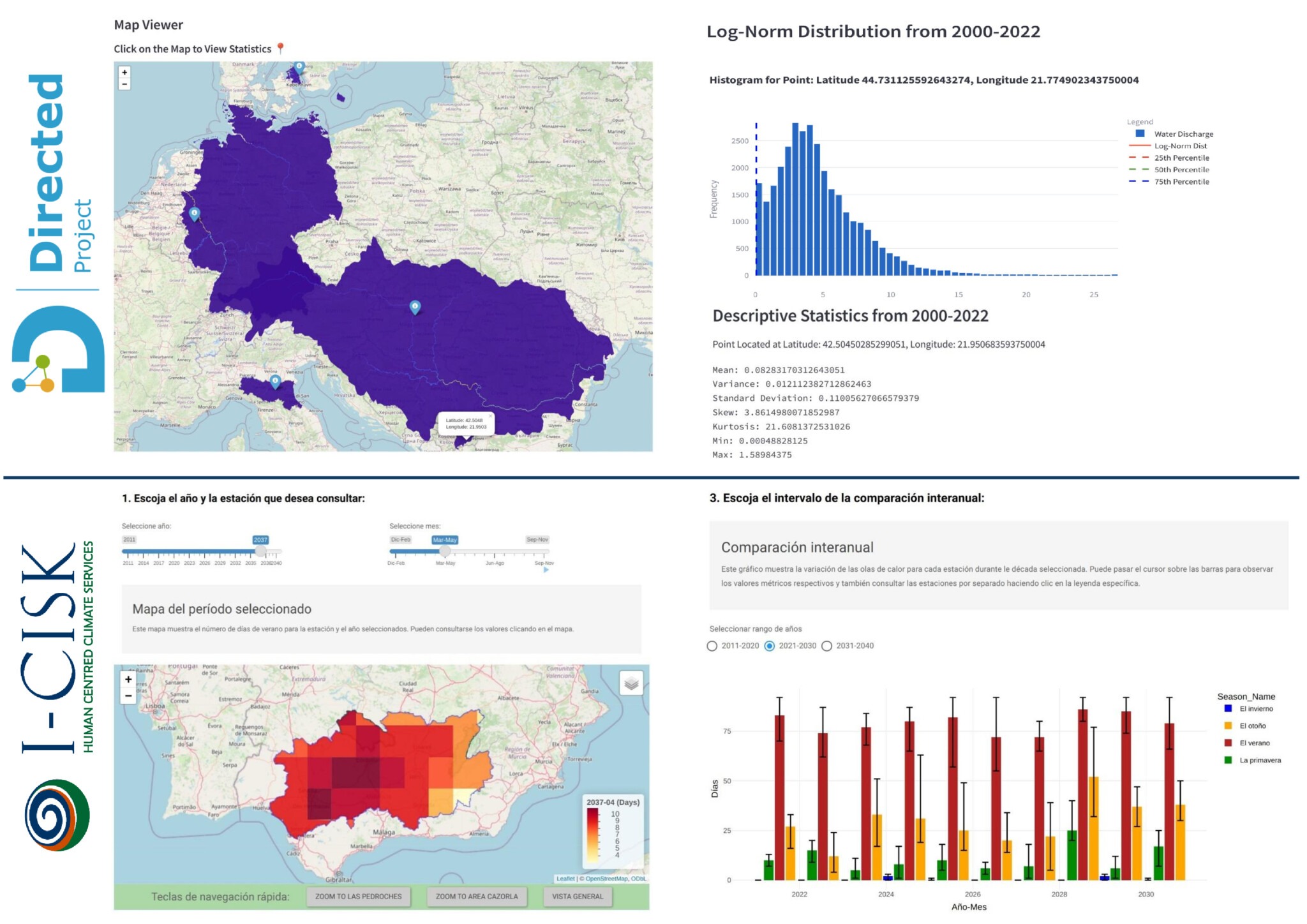 visualizations of data on map with associated statistics