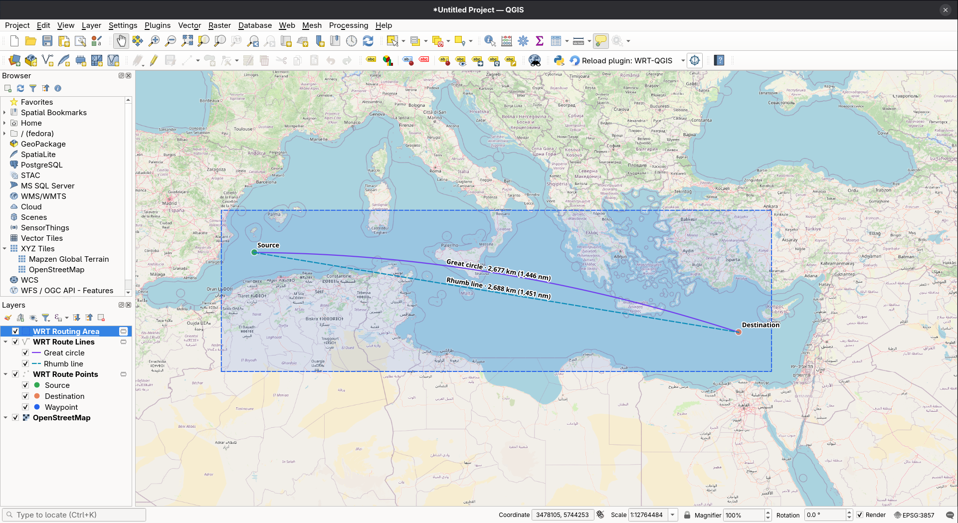 Visualized configured route in WRT