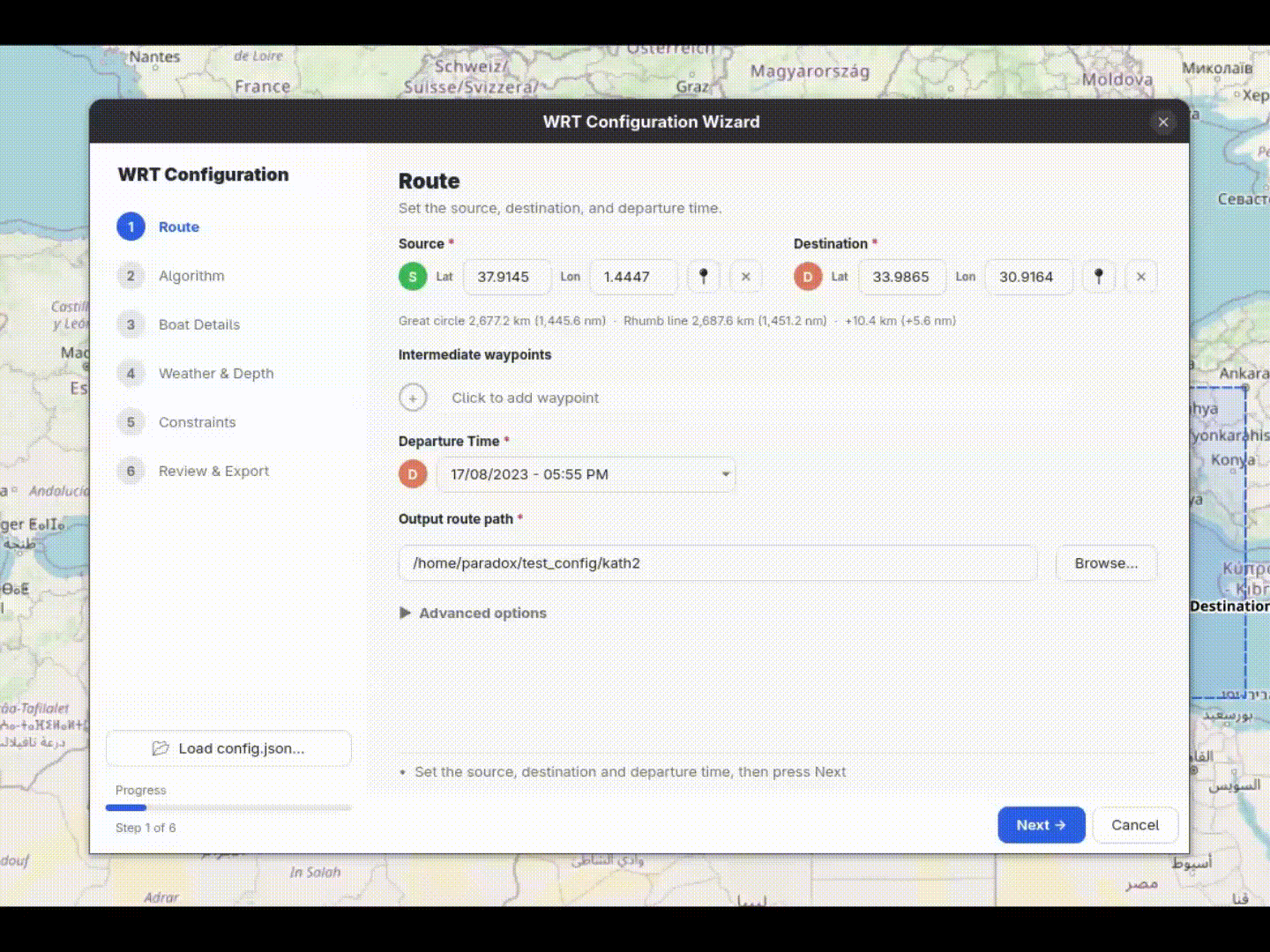 Configuration wizard walkthrough in WRT