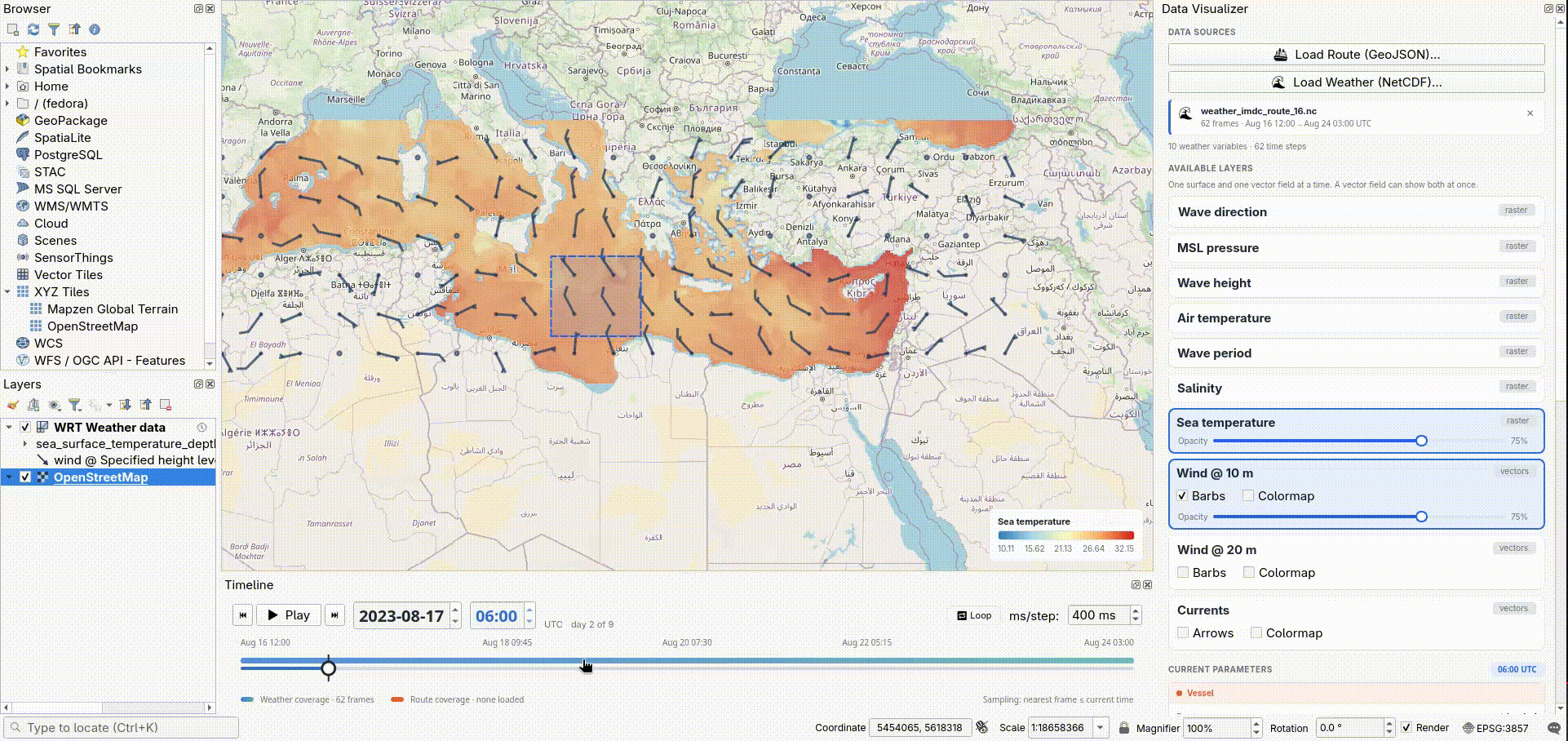 Weather visualization in WRT